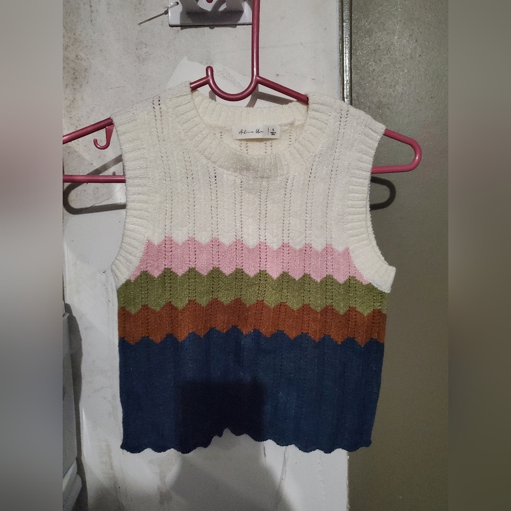 Active User Multicolor Striped Sweater Vest Small